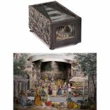 Perspective View Box Diorama, c. 1860-80Very attractive view of a market place, wooden box with