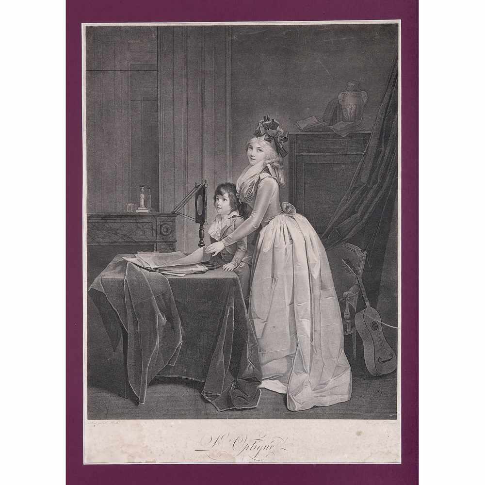 Original Etching "L'Optique" by J.F. Cazenave, c. 1790Size: 24 2/3 x 18 in., after a picture by L.-