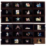 23 Early Mechanical Magic Lantern Single Slipping Slides (High-Quality) 4 x 7 in., c. 1860-