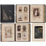 Photo Album with Musical MovementLeather cover with pressed allegorical motifs, with an almost