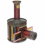 "Rainurrée" Magic Lantern by Aubert, 1880Aubert, France. Rare and attractive magic lantern, for