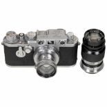 Leica IIIf with 2 Lenses, 1949Leitz, Wetzlar. No. 457177, Leica Ic, converted to IIIf, black-dial