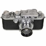 Leica IIIc with Summar 2/5 cm, 1949Leitz, Wetzlar. No. 476495, chrome, sharkskin covering in