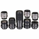 8 Zeiss Lenses (Screw-Mount M42)Carl Zeiss, Jena. 1-2) 2 x Tessar 2,8/50 mm, no. 4787291 and no.