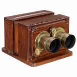 English Stereo Wet-Plate Sliding Box Camera, c. 1860Unmarked. Size 3 1/6 x 6 3/4 in. (8 x 17 cm),