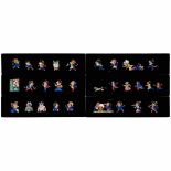 Series of 6 Lantern Strips (English Humor), c. 1860Wood-framed, hand-painted, size 3 1/6 x 12 ¼ in.,