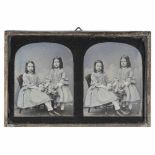 Stereo Daguerreotype of Children, c. 1851Accredited Kilburn, London. Size 3 1/6 x 4 ½ in., pair of