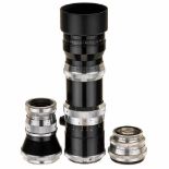 3 Lenses for Meister-Korelle1) Tessar 3,5/10,5 cm, no. 3086371, aluminum. (3/3) - 2) Xenar 4,5/135