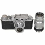 Leica IIf with Elmar 5 cm and 9 cm Lenses, 1953Leitz, Wetzlar. 1) IIf, no. 654861, 1953, chrome,
