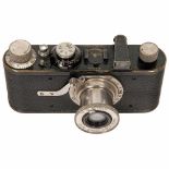 Leica I (A) "Elmar", 1930Leitz, Wetzlar. No. 27835, round accessory shoe, Elmar 3,5/50 mm, meter,