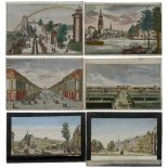 6 Day-and-Night Vues d’Optique, c. 1850Original hand-colored copperplates, various artists and