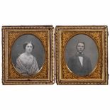 2 Daguerreotypes, c. 1845Anonymous. Portrait of a young lady and a young gentleman. 1/8 plates,