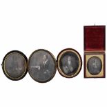 4 Daguerreotypes (Various Sizes), 1845-55Anonymous. 2 daguerreotypes with oval cases, 1/8 plates,