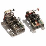 2 Calculator Demonstration Models, c. 1950Mechanical calculating machines, with visible printers.