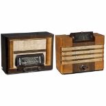 2 Radio Receivers1) Philips Sonate 796A, 6 tubes, LW, MW and SW, mains-operated, integrated