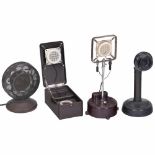 4 Microphones1) Braun Cosmophone BMF 2020, table model, bakelite base, Germany, c. 1934. - 2)