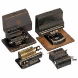 3 Spoked-Wheel Calculating Machines and 1 Typewriter, c. 1925/301) Trinks-Brunsviga, Grimme, Natalis