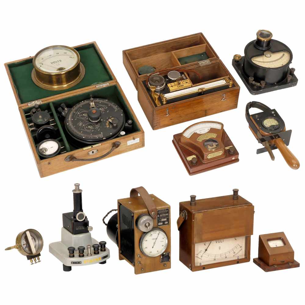 Group of Electric Measuring Instruments1) Dutch mirror galvanometer by Kipp, Netherlands. - 2)