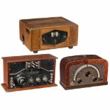 3 Radio Receivers1) Siemens 21W, 3 tubes, LW and MW in one circuit, wood case, metal front, mains-