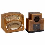 2 Radio Receivers1) B & O, model Master De Luxe 413, 7 tubes, universal mains supply, curved