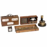 Group of Measuring Instruments1) Ohmmeter by Chauvin & Arnoux, Paris. In wooden case, c. 1910. -