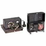 Siemens Telegraph and Pulse Recorder1) Ink writer, spring-driven, paper strip in drawer, with