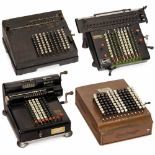 4 Mechanical Calculating Machines1) Comptometer, 12-digit adder with copper-tin case, working, c.