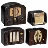 4 Philips Bakelite Radios1) Philette 964A, 3 tubes, backdoor added, 1933. - 2) 940A, 3 tubes,