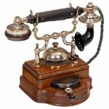 10-Line Intercom Phone by L.M. Ericsson, 1898Stockholm, model HA 150/10, polished walnut case,