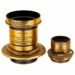 2 Brass Lenses1) Perken Son & Rayment, Halton Garden, London. Rapid Rectilinear 7 x 5 Optimus, c.