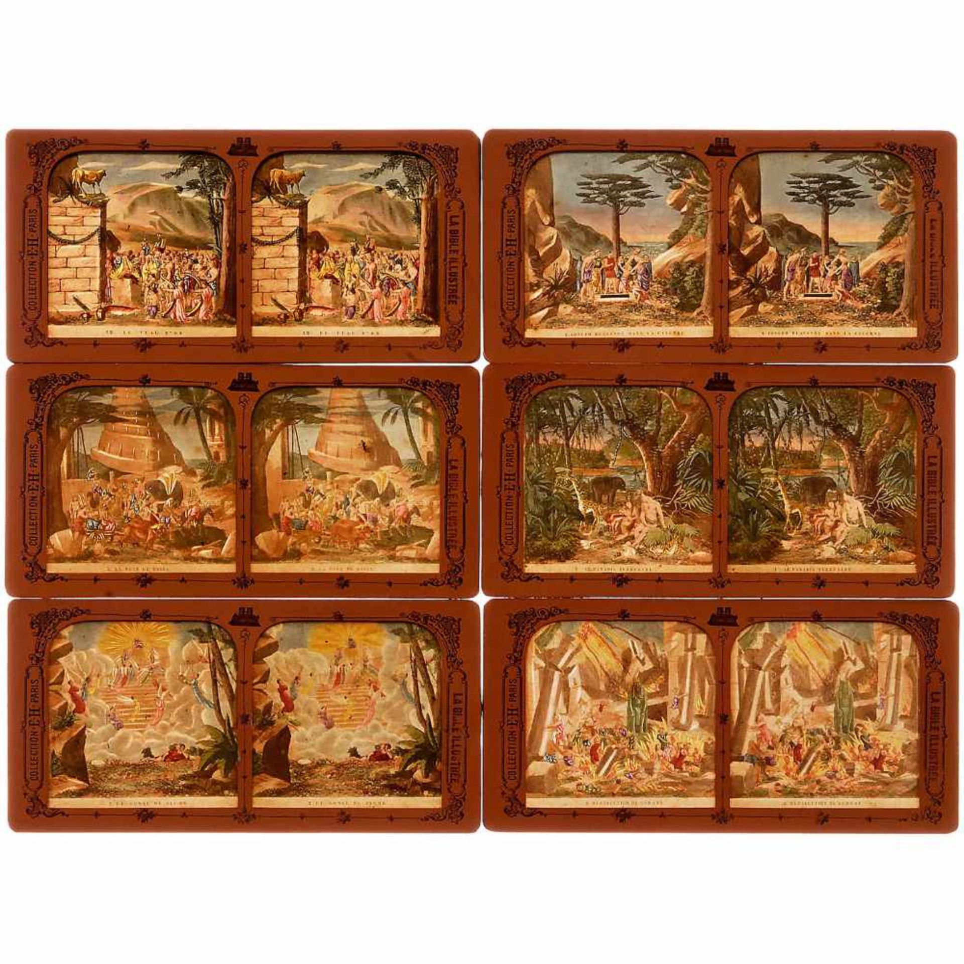 "La Bible Illustrée" Tissue Stereo CardsCollection E.H. Paris. 4 card boxes, series I–IV, each - Bild 3 aus 3