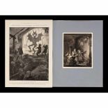 2 "Shadow Play" Illustrations1) Copperplate engraving (Rabbit on the Wall), c. 1880, 7 4/5 x 6 ¾ in,