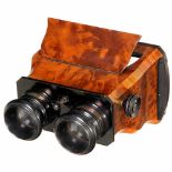 Brewster-Type Stereo Viewer, c. 1880For cards and slides of 9 x 18 cm, burr-wood, wave-like