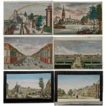 6 Day-and-Night Vues d’Optique, c. 1850Original hand-colored copperplates, various artists and