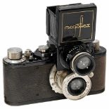 Leica II with Megoflex Viewfinder, 19351) Leitz, Wetzlar. Leica II, 1935, no. 153199, black, Elmar