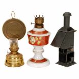 Magic Lantern AccessoriesBlack-lacquered petroleum reading lamp, c. 1900, height approx. 11 ¾