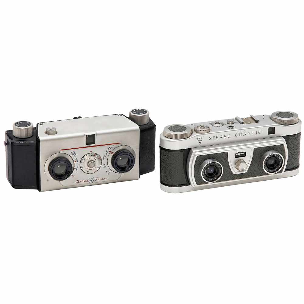 3 Stereo Cameras by White, Wray and Delta1) White, Milwaukee. Stereo Realist 3,5 (model 1041), 1947, - Image 3 of 3