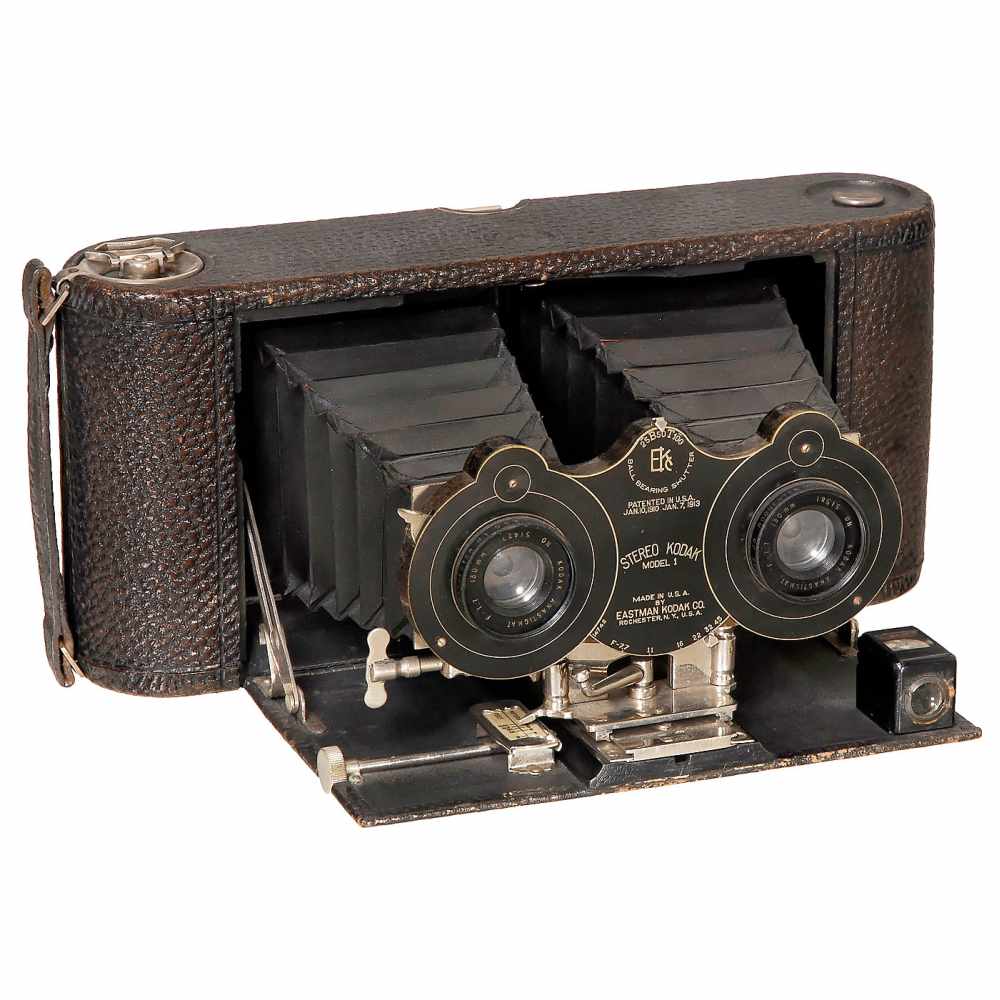 Stereo Kodak Model 1, 1917Eastman Kodak Co., Rochester. Folding-bed stereo camera for 9,3 cm wide