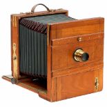 German Field Camera 24 x 30 cm, c. 1890–1900Unmarked. Plate size 24 x 30 cm, polished wood with
