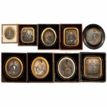 9 Daguerreotypes, c. 1845–55France. 8 x ¼ plate, 1 x 1/6 plate. Individual portraits of men, women
