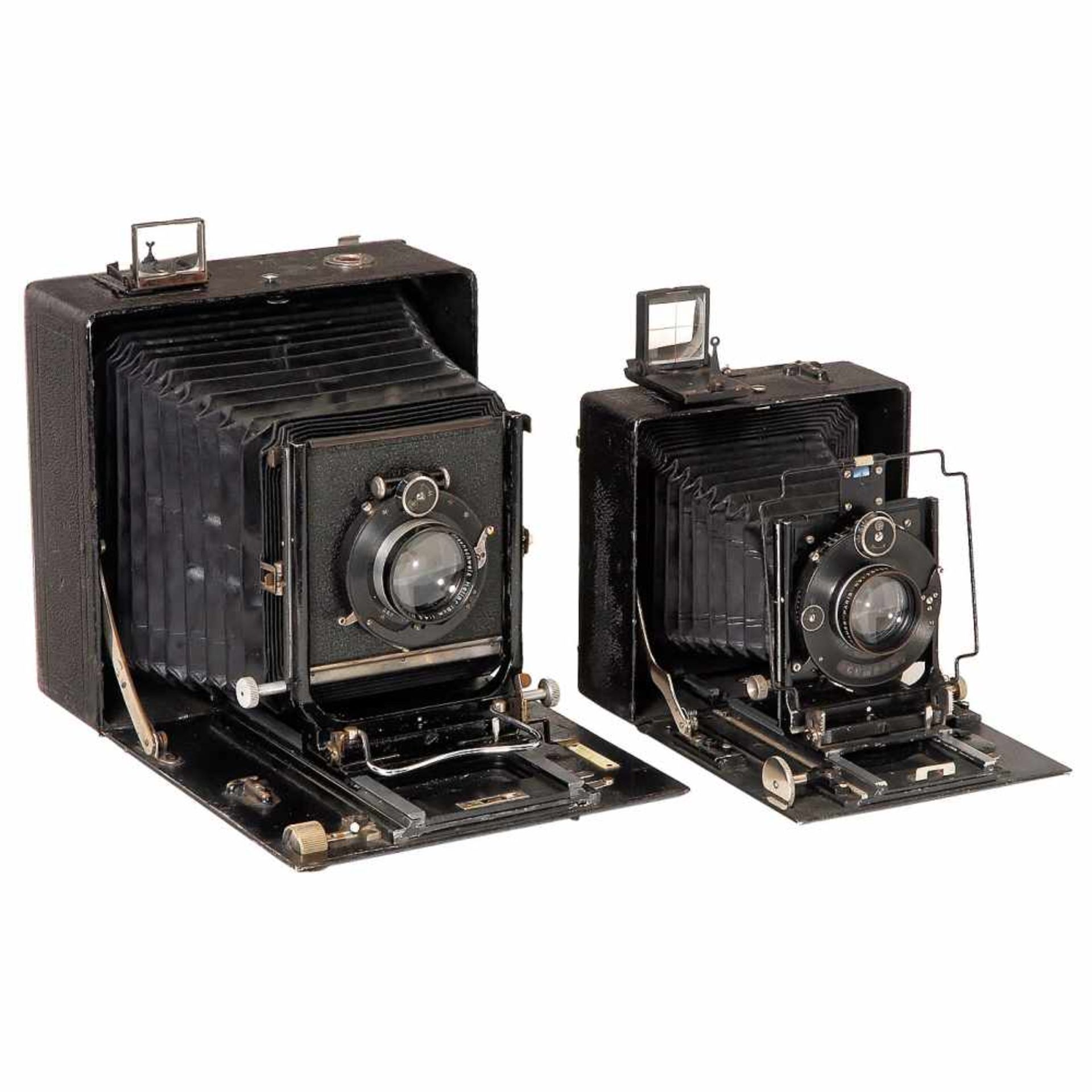 2 Professional Folding-Plate Cameras1) Linhof, Munich. Linhof-Präzisions-Camera 13 x 18 cm, c. 1920.