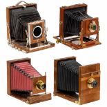 4 Field Cameras, c. 1880–19201) Houghton's Ltd., London. "The Victo", c. 1900, size 4 ¾ x 6 ¼ in.,