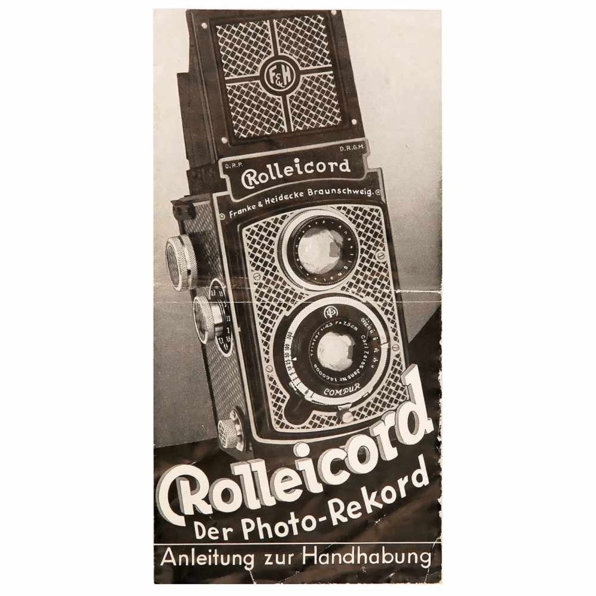 Rolleicord I: "Tapeten-Rollei", 1933Franke & Heidecke, Braunschweig. No. O35637, Triotar 4,5/7,5 cm, - Bild 2 aus 2