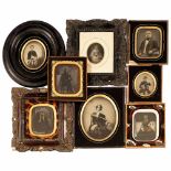 8 Ambrotypes, c. 1850–60Various countries. 1/6 plate to ½ plate, portraits, 1 cracked, mixed