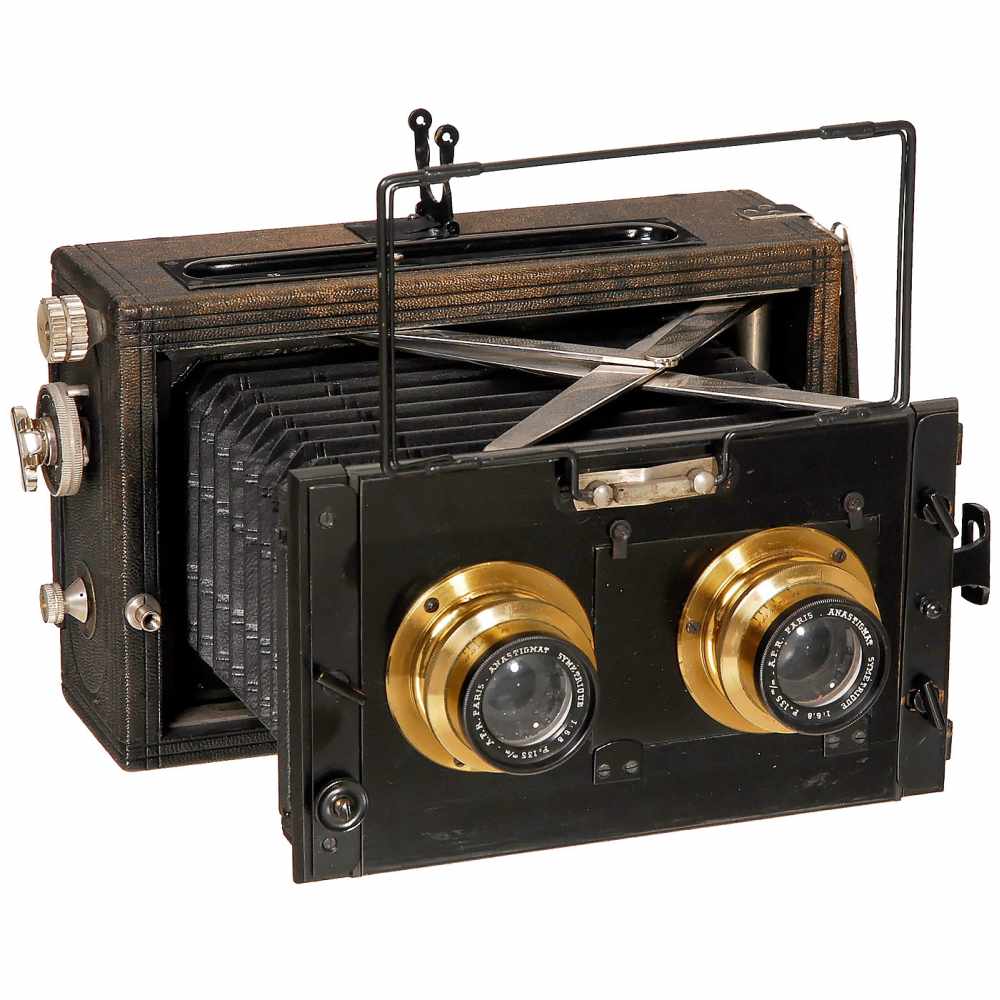 Deckrullo-Nettel Stereo 6 x 13, 1920Contessa-Nettel, Stuttgart. Strut-folding stereo camera for