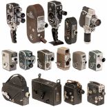 Lot of 8mm and 16 mm Movie Cameras, 1930–7015 amateur movie cameras, including: Cine-Kodak Model