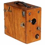 French Magazine Camera (Tropical Model), c. 1900Unmarked. Polished wood, gravity plate-changing