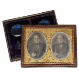 Stereo Daguerreotype, c. 1850Presumably France. ¼ plate, portrait of a gentleman with piercing gaze,