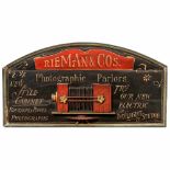 Painted Advertising Sign for "Rieman & Cos." Photographic Atelier, c. 1900With inscription "Rieman &