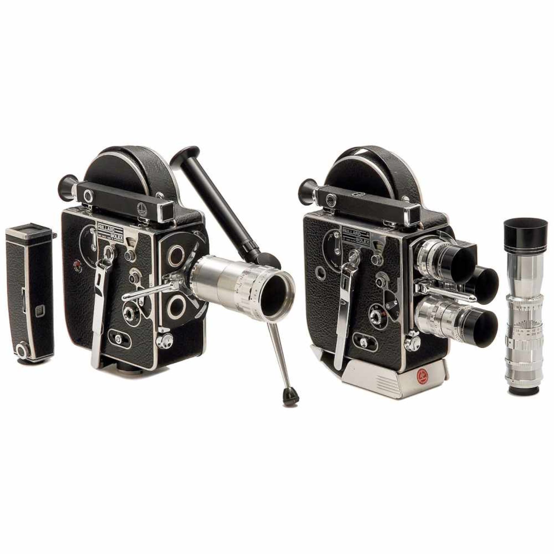 Bolex H16 and H8, c. 1955Paillard, Switzerland. 1) Bolex H16, 16 mm movie camera on 30m daylight